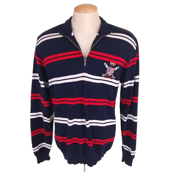 Paul & Shark Yachting Striped 1/2 Zip Sweater L Mens Navy Blue Collection $375 - Picture 4 of 15